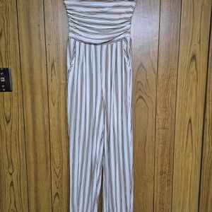 Heart Hips Strapless Striped Jumpsuit Women's Boho Wide Leg Romper Summer Casual